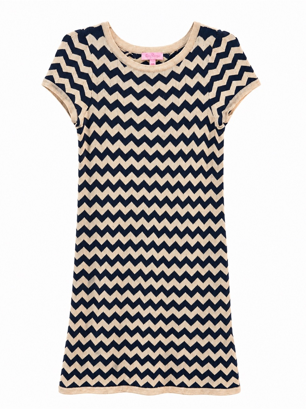 Lilly Pulitzer Navy and Cream Chevron Knit Casual Dress